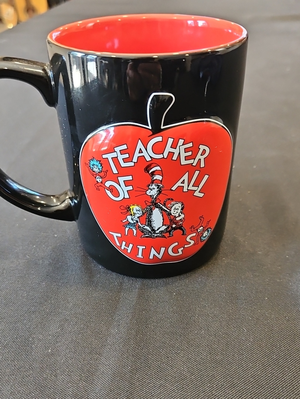 Universal Studio Teacher Dr Seuss Black Mug